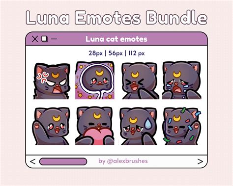 8 Luna Sailor Moon Emotes Pack Black Cat Twitch Emotes Discord Server