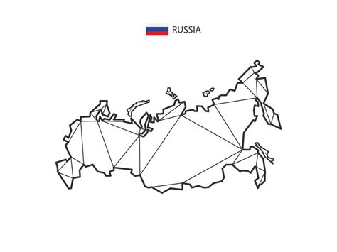 Mosaic Triangles Map Style Of Russia Isolated On A White Background