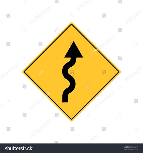 Winding Road Sign Warning Stock Vector (Royalty Free) 614565293 | Shutterstock