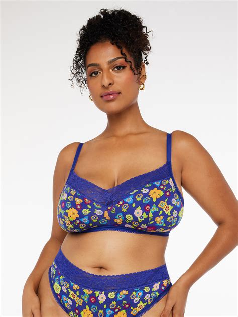 Cotton Essentials Lace Trim Bralette In Multi Purple Savage X Fenty