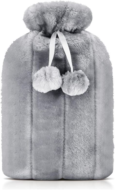 Honoson Hot Water Bottle Cover Only Without Pom Soft Fluffy Fuzzy Sleeve Faux Fur For Period