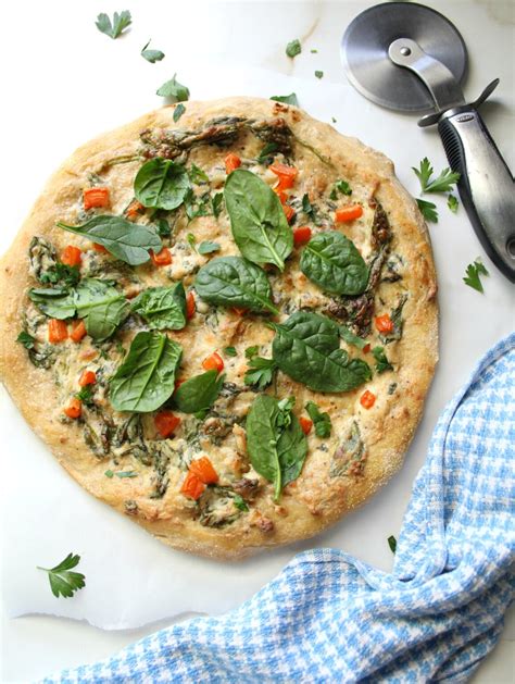 Vegan Roasted Garlic and Spinach White Pizza - This Savory Vegan