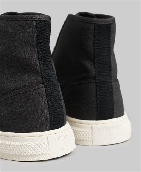 Mens Vegan Canvas High Top Trainers In Black Superdry