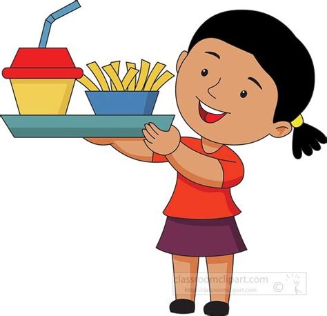 School Clipart-student holding lunch tray from cafetaeria clipart