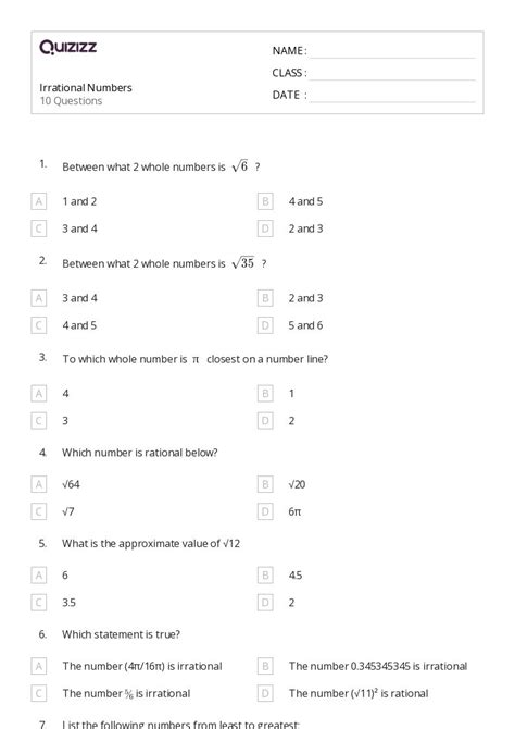 Rational Irrational Numbers Pdf Form Formspal Worksheets Library