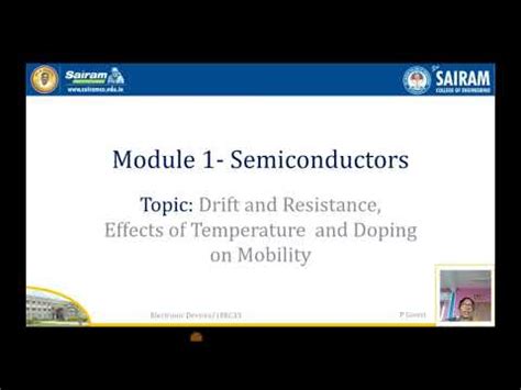 Lecturevideo 18EC33 Module 1 Semiconductors P Gowri 7 YouTube