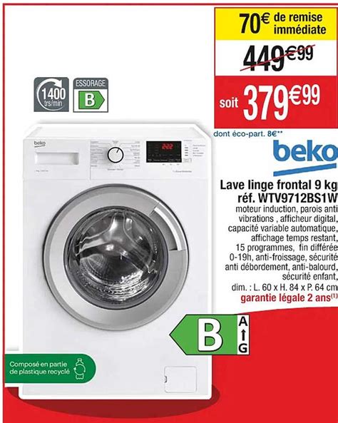 Promo Lave Linge Frontal Kg Beko Chez Cora Icatalogue Fr