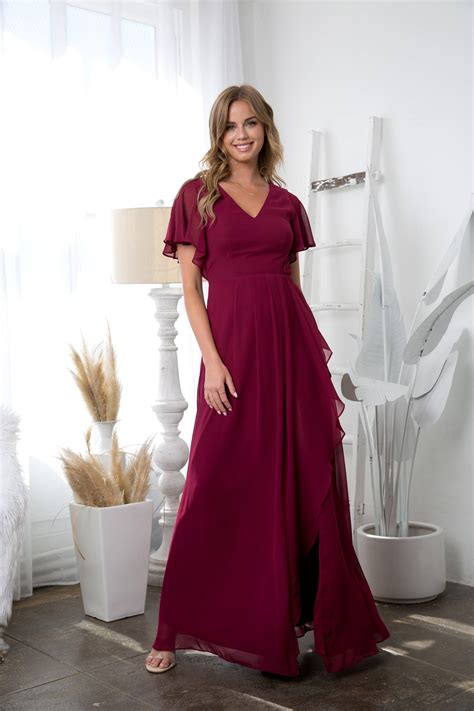 Black Long Formal Ruffle Sleeve Chiffon Evening Dress - Formal Dresses