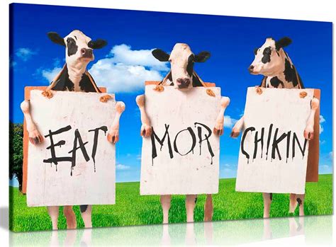 Cows Eat More Chicken Sign Quote Canvas - Panther Print