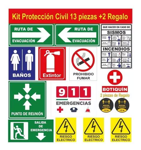 Kit Se Alamientos De Seguridad Protecci N Civil Regalo