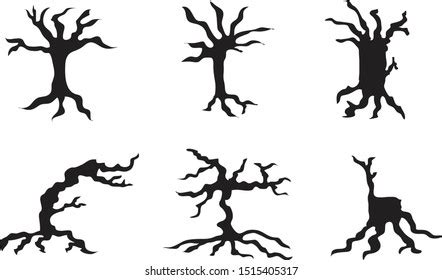 Naked Trees Silhouettes Set Hand Drawn Stock Vector Royalty Free Shutterstock