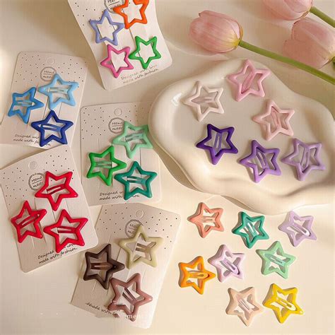 Pcs Colorful Star Bb Hair Clips Women Grils Cute Star Hairpin Side