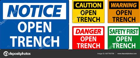 Danger Sign Open Trench Stock Vector by ©Seetwo 687760798