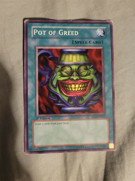 Yugioh Pot Of Greed 1st Ed Common LP SD2 EN017 Values MAVIN