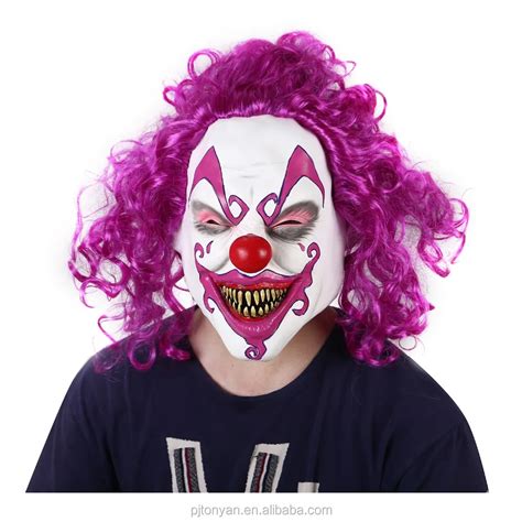 Halloween Scary Clown Costumes Mask With Hairs Demon Horror Snake ...