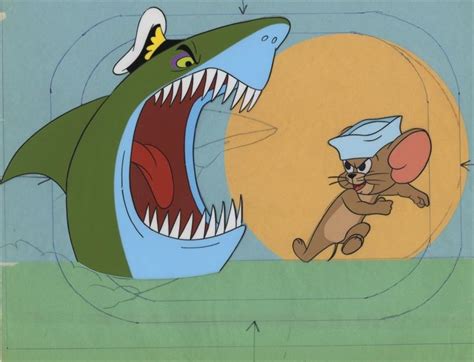 2 M-G-M Chuck Jones PUSS 'N' BOATS Animation Cels JERRY + SHARK with ...