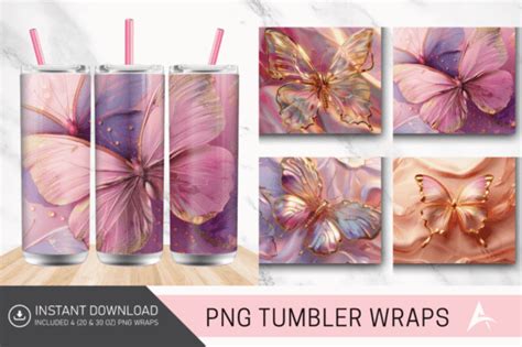 7 3d Pink Gold Butterfly Tumbler Wrap Printable Designs And Graphics