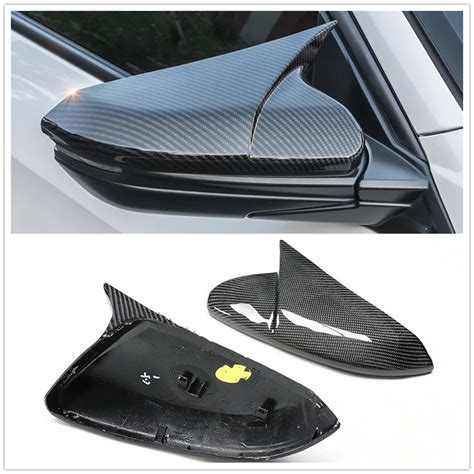 2PCS Carbon Fiber Mirror Cover Clip On Car Exterior Door Side Rear View