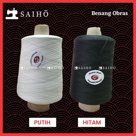 Jual Benang Obras 2,5 ons - Warna Putih dan Hitam | Shopee Indonesia