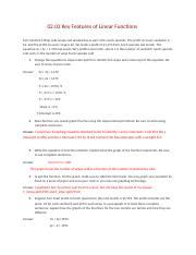 Key Features Of Linear Functions Docx Key Features Of