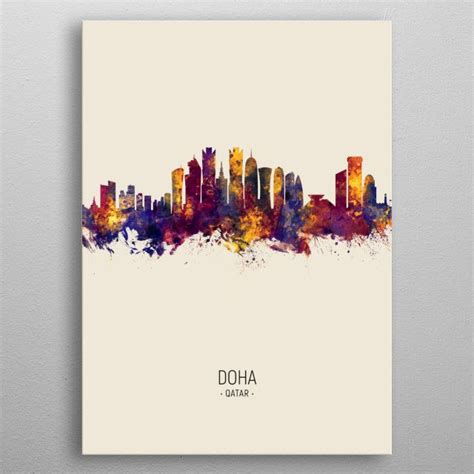 Doha Qatar Skyline Poster By Michael Tompsett Displate Posters