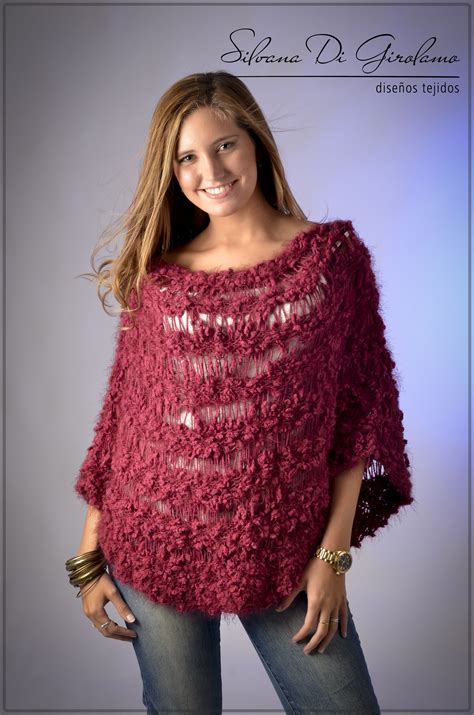 Poncho Tejido En Dos Agujas Knitted Poncho Roupas Trico