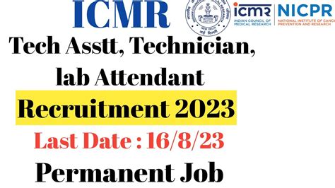 ICMR NICPR Technical Assistant Recruitment 2023 ICMR NICPR Technician