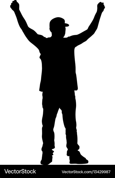 Black Silhouettes Man With Arm Raised Royalty Free Vector