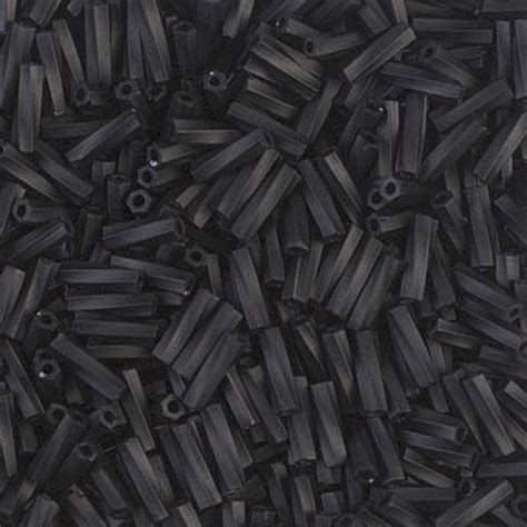 5739 10g 2x6mm Miyuki Matte Black Twisted Bugle Bead Matte Black