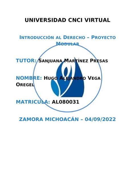 Introduccion AL Derecho Proyecto Modular UNIVERSIDAD CNCI VIRTUAL