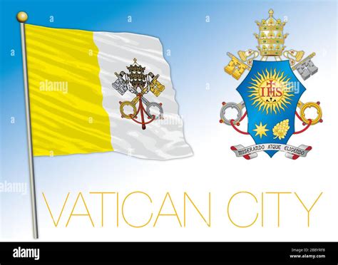 Vatican Holy See Official National Flag And Coat Of Arms Rome Vector