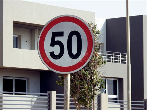 A Road Traffic Sign In Egypt That Gives An Alert To Drivers 50 Fifty