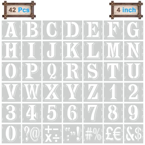 Buy 4 Inch Alphabet Letter Stencils Kit 42 Pcs Reusable Interlocking Plastic Letter Templates