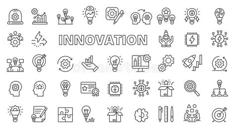 Diseño De Línea De Conjunto De Iconos De Innovación Creatividad De