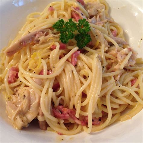 Spaghetti Carbonara Au Poulet Et Au Citron Les Papilles De Karen