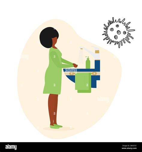 Vector illustration Person washes hands Coronavirus COVID-19 Hand ...