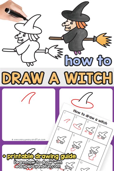 How to Draw a Witch – Step by Step Drawing Tutorial - Easy Peasy and Fun