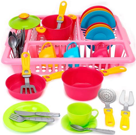 Technok Play Dishes For Kids Kitchen 33 Pcs Pretend Play Kitchen