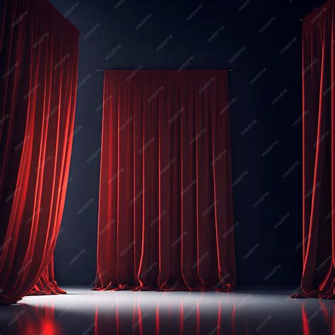 Premium AI Image | A dark room with red curtains and a red curtain.