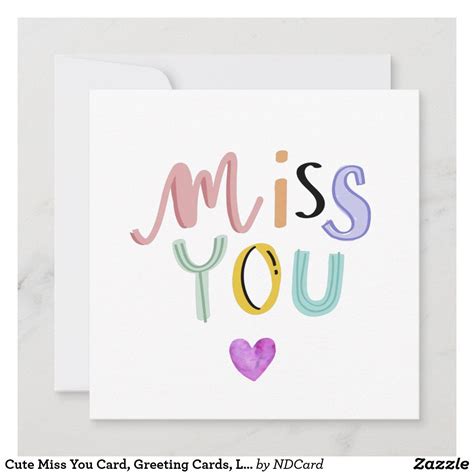 Cute Miss You Card, Greeting Cards, Love Card | Zazzle