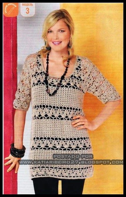 Blusa Em Croch Gr Fico Katia Ribeiro Croch Moda E Decora O