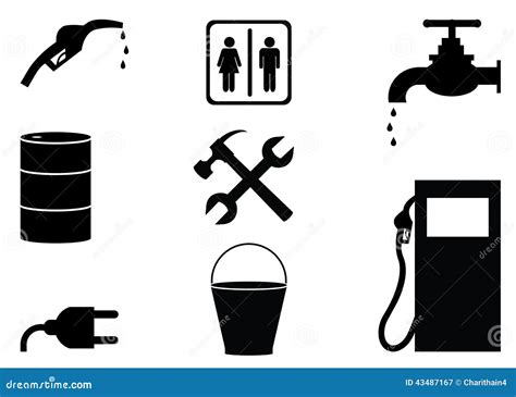 Olie En Gas De Industrie Zwart Witte Pictogrammen Stock Illustratie