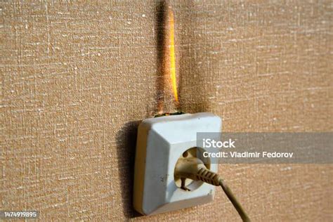 Fire Of Electrical Wiring And Electrical Outlets Faulty Electrical Wiring Causes Fires Stock