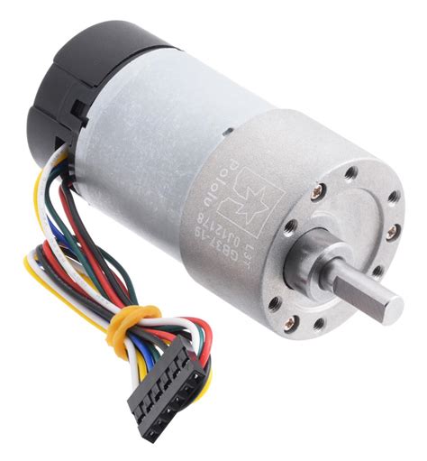 19 1 Metal Gearmotor 37Dx68L Mm 12V With 64 CPR Encoder Helical Pinion