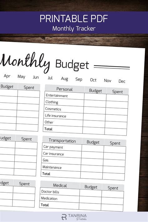 Monthly Budget Planner Printable Finance Money Tracker Etsy Budget