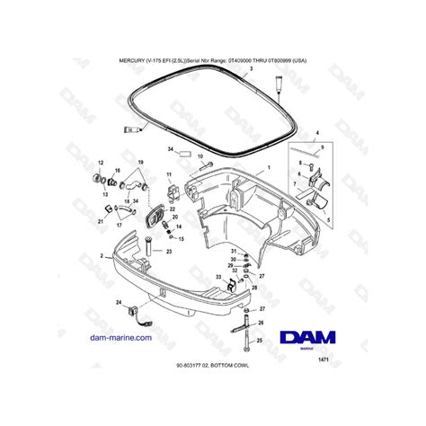 Mercury Mariner V Efi L Bottom Cowl Dam Marine