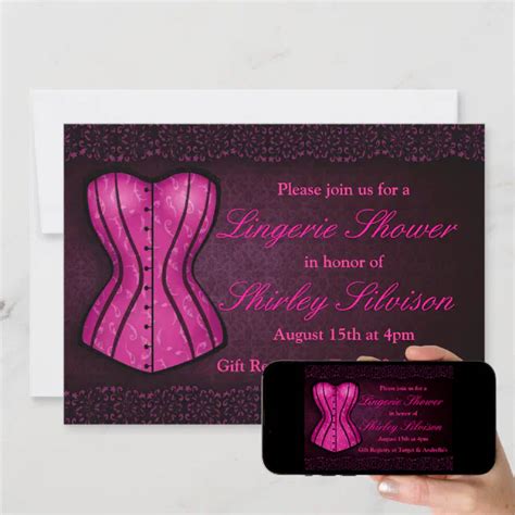 Pink Corset Lingerie Bridal Shower Invitation Zazzle