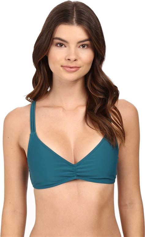 Volcom Womens Simply Solid V Neck Bikini Top Stormy Blue Large