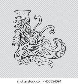 Zentangle Stylized Alphabet Lace Letter L Vector De Stock Libre De