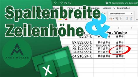 Spaltenbreite Zeilenh He In Excel Optimal Einrichten In Einem Doppel